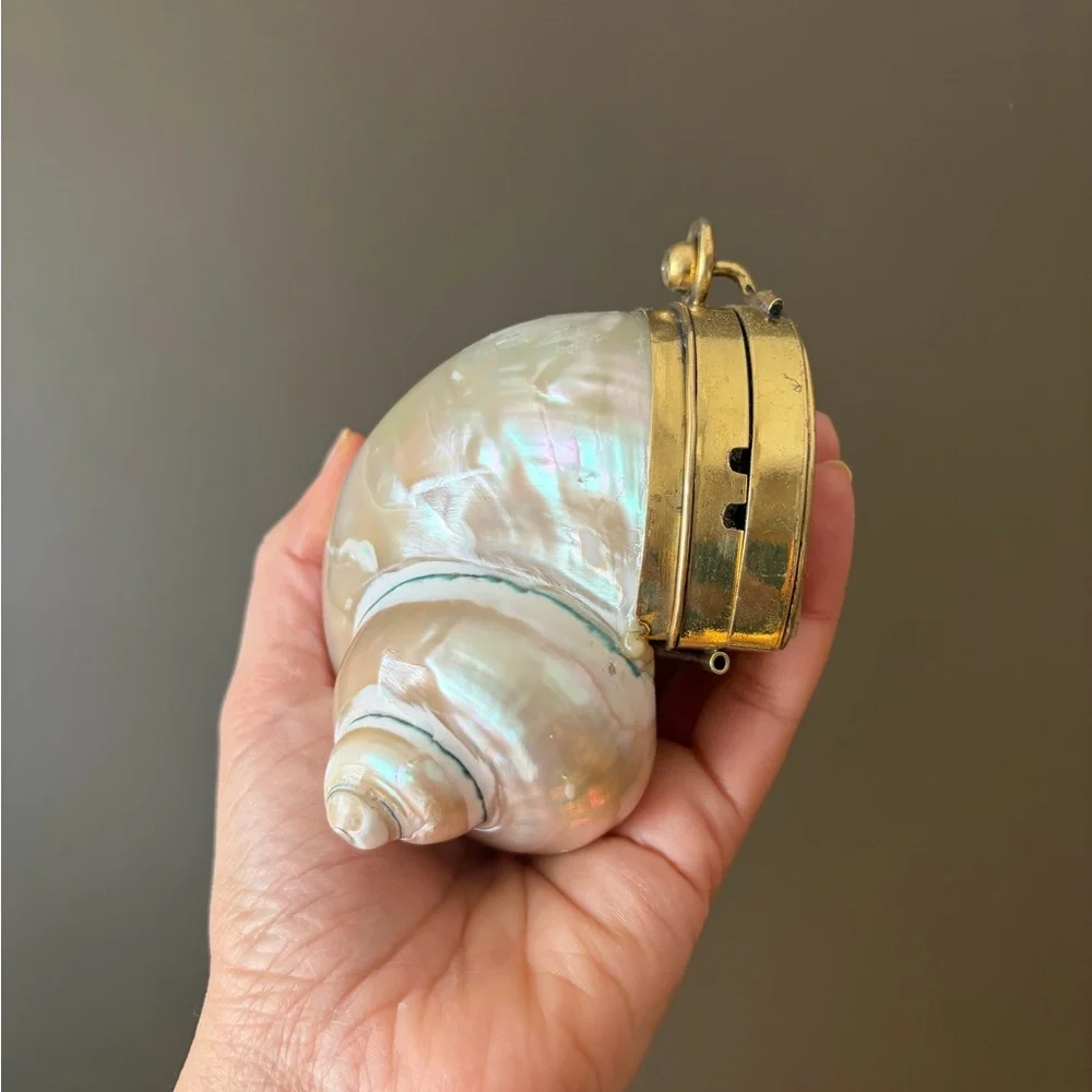 Gold and Cream Shell Clutch